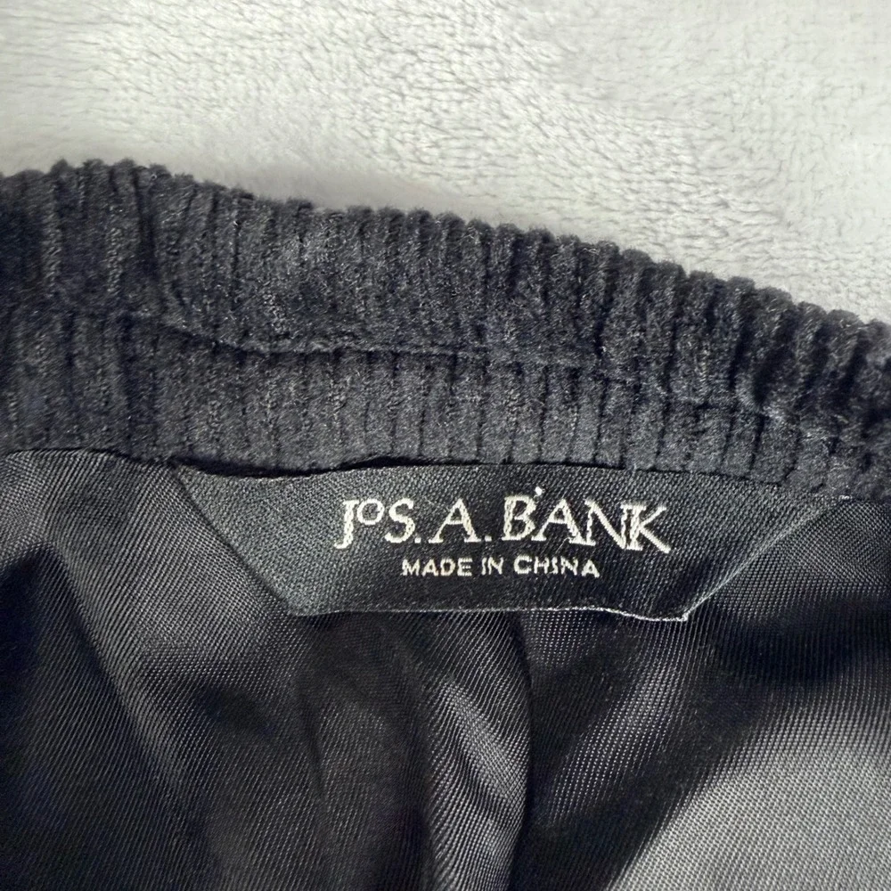 Jos A Bank Mens 46L Corduroy Blazer Sport Coat Black Wool Silk Blend 2 Button